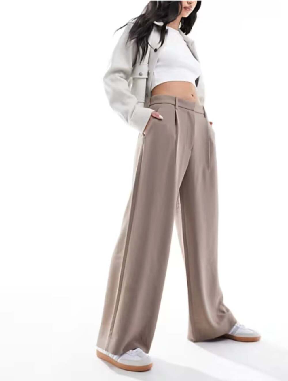 Abercrombie A&F Sloane Tailored Wide Leg Pant in Brown Size 32